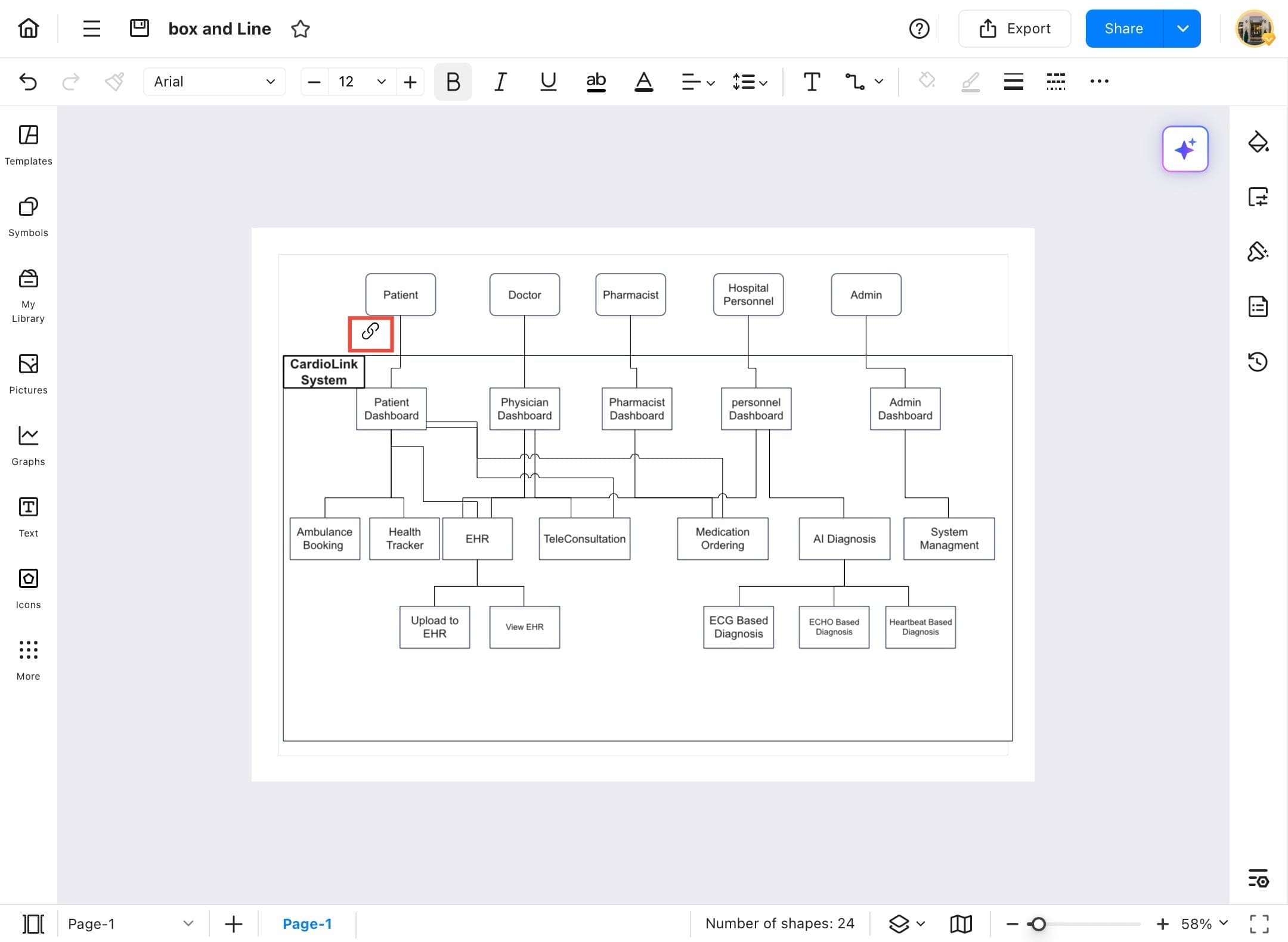 edrawmax diagram hyperlink icon