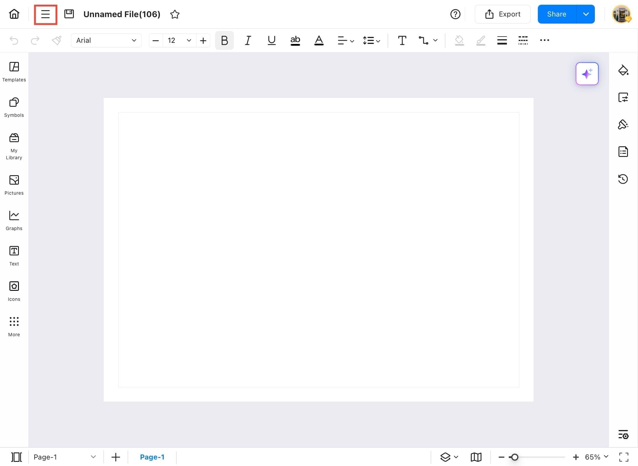 edrawmax blank canvas screen