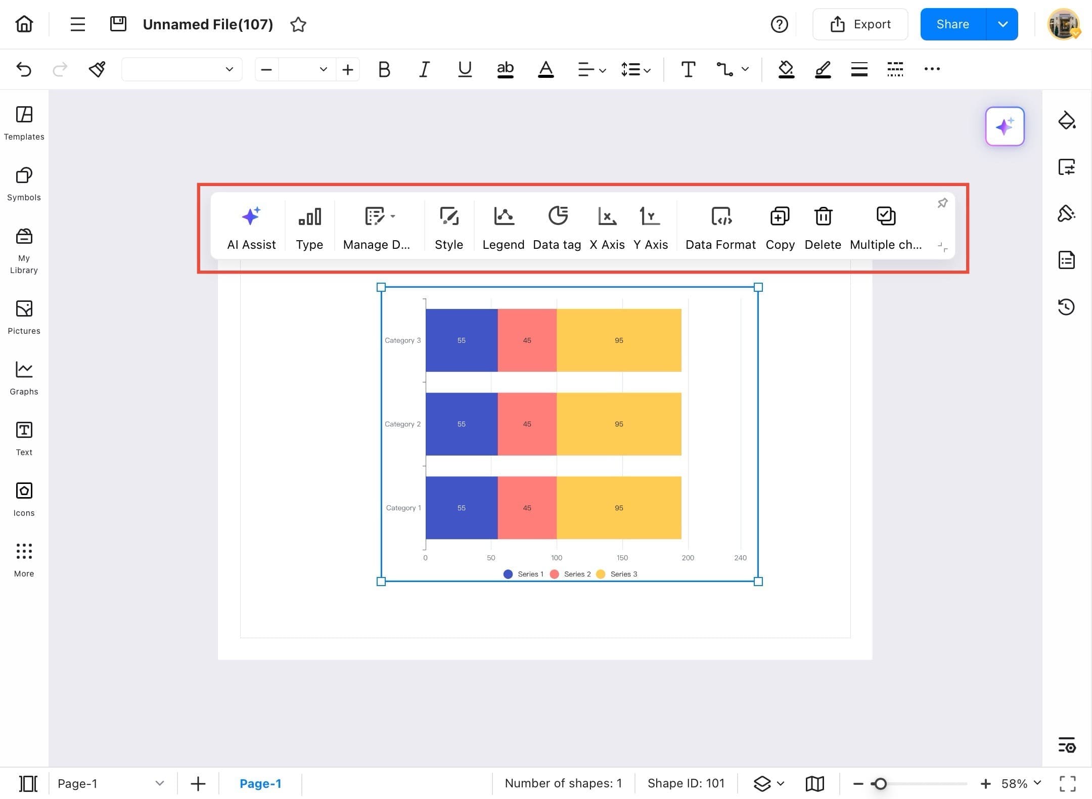 edramax chart editing toolbar