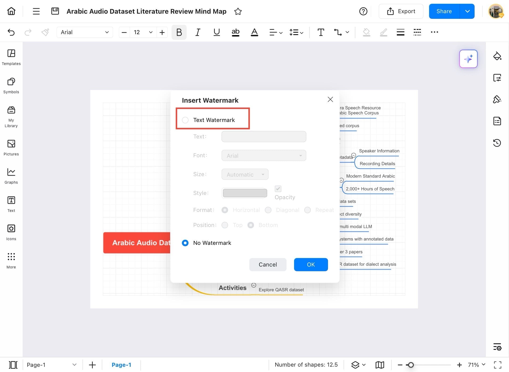 edrawmax insert watermark dialog box