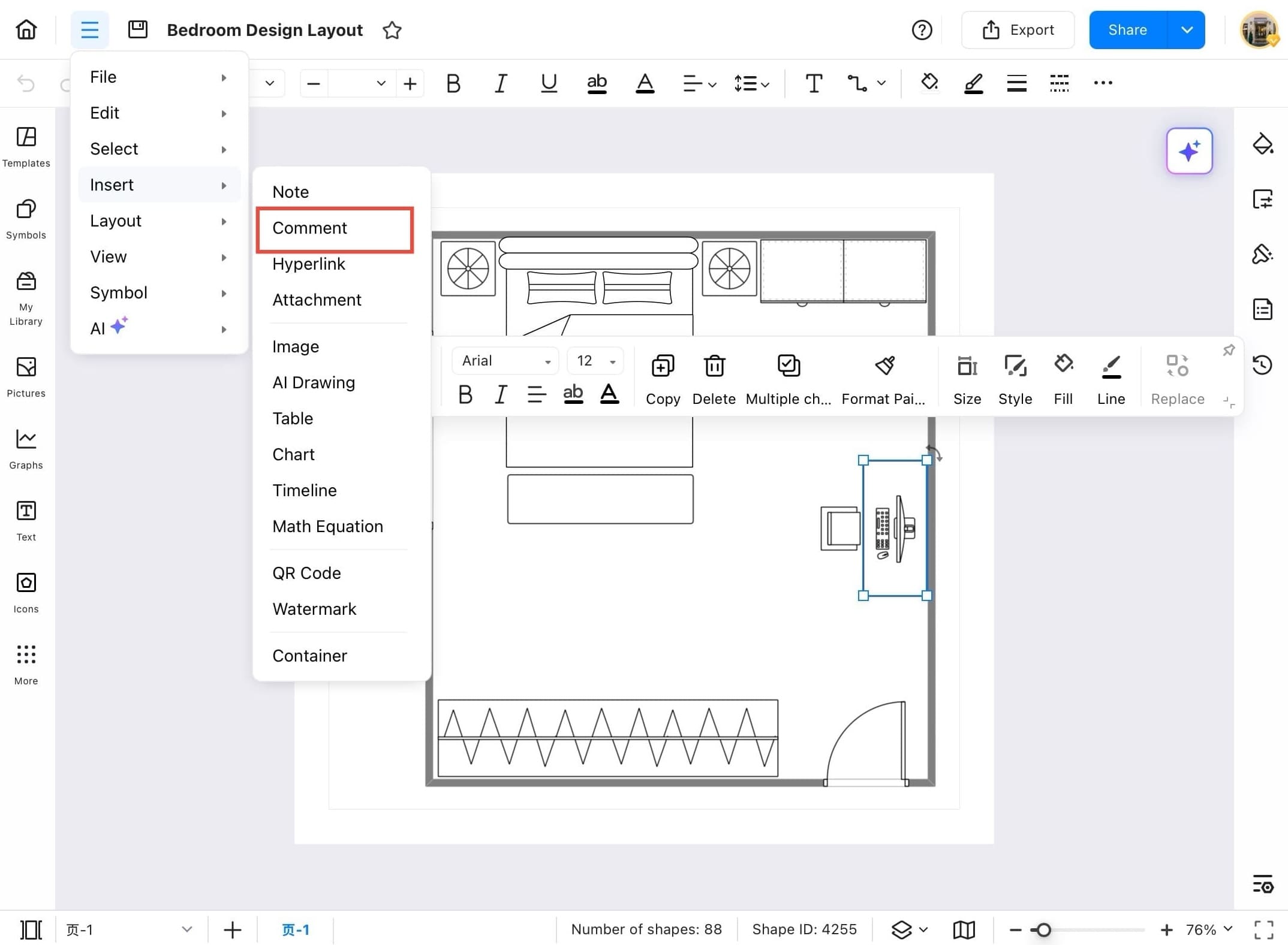 edrawmax insert comment option