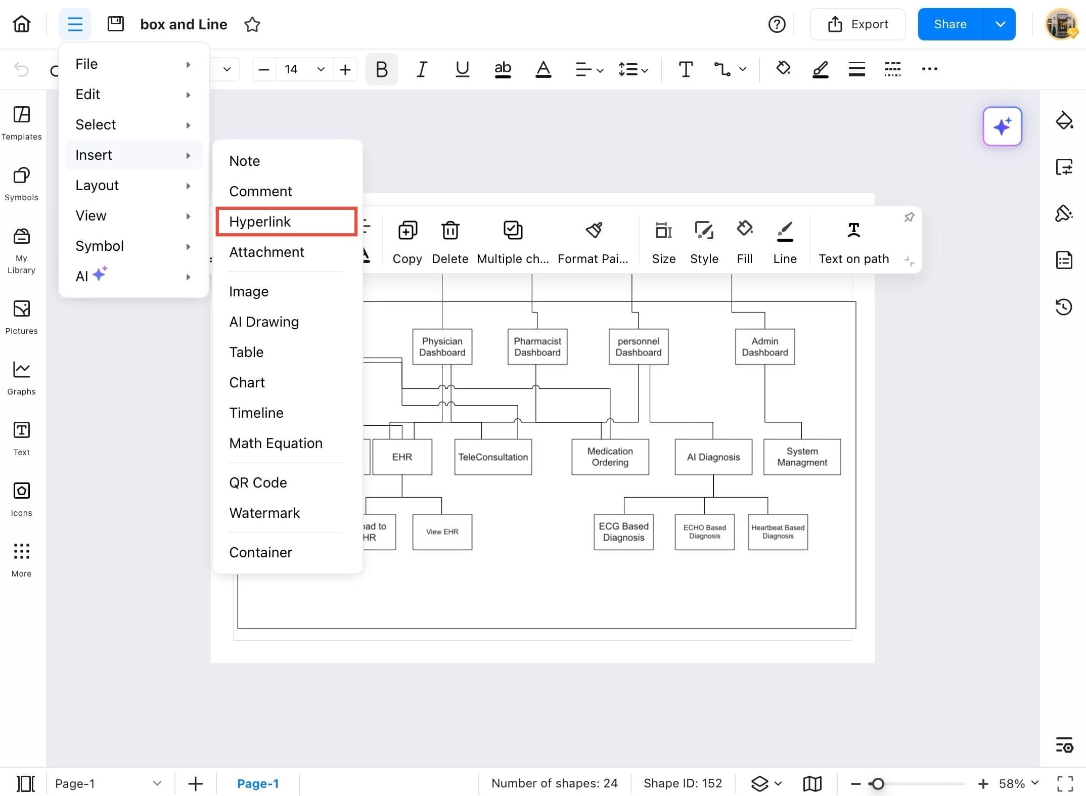 edrawmax hyperlink insertion