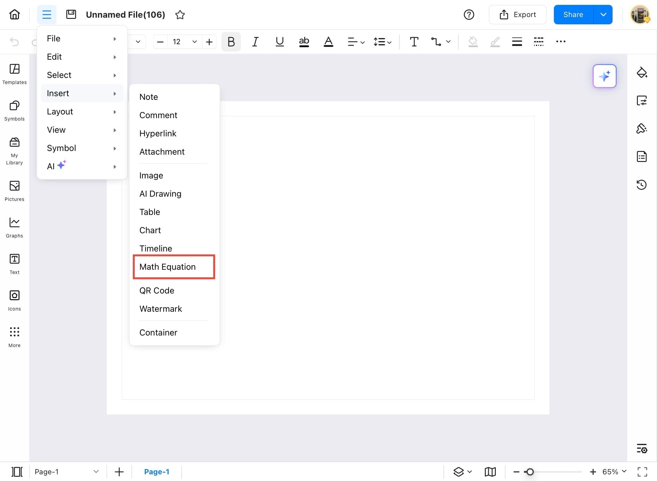 edrawmax insert menu