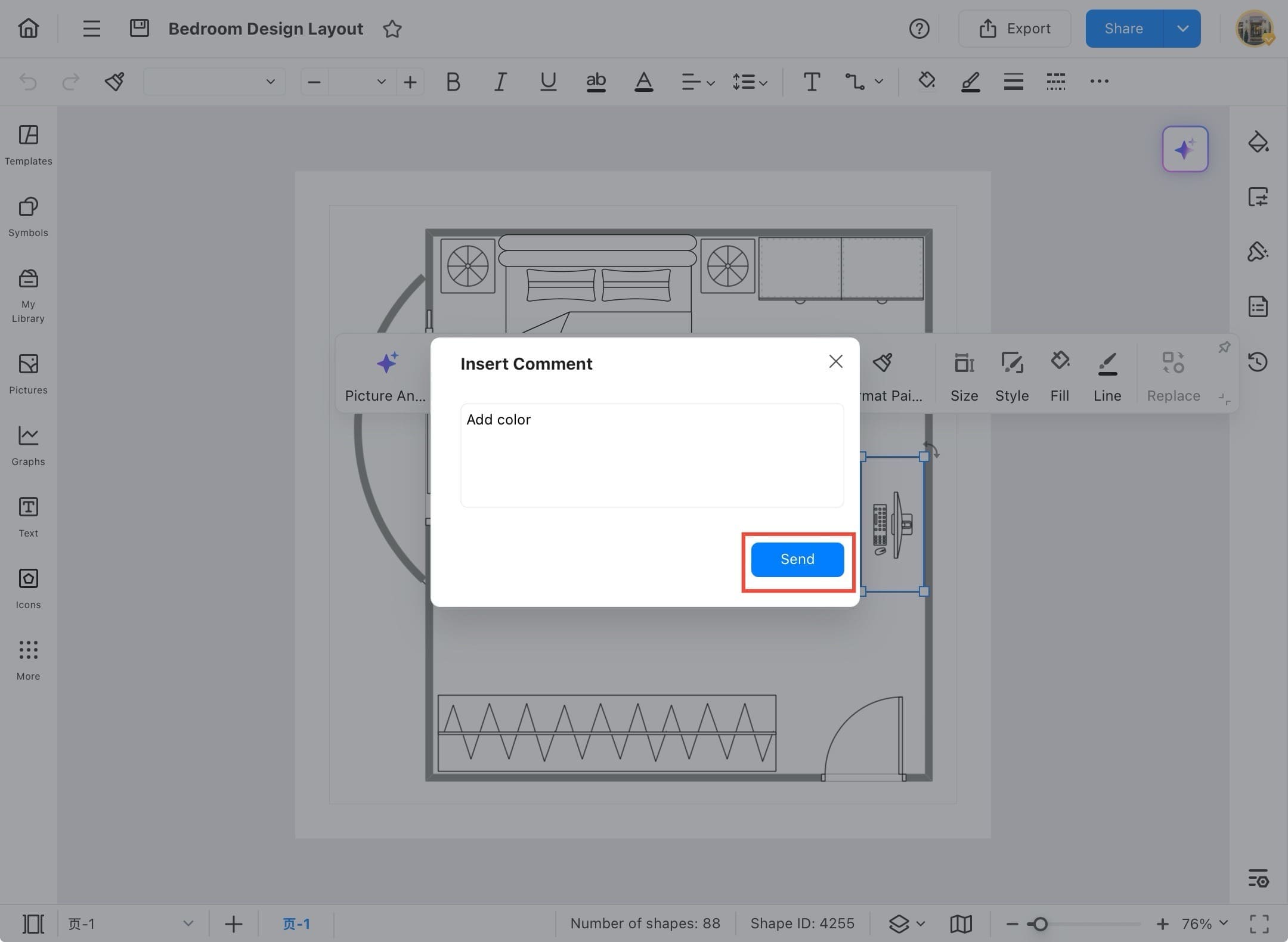 edrawmax send comment button