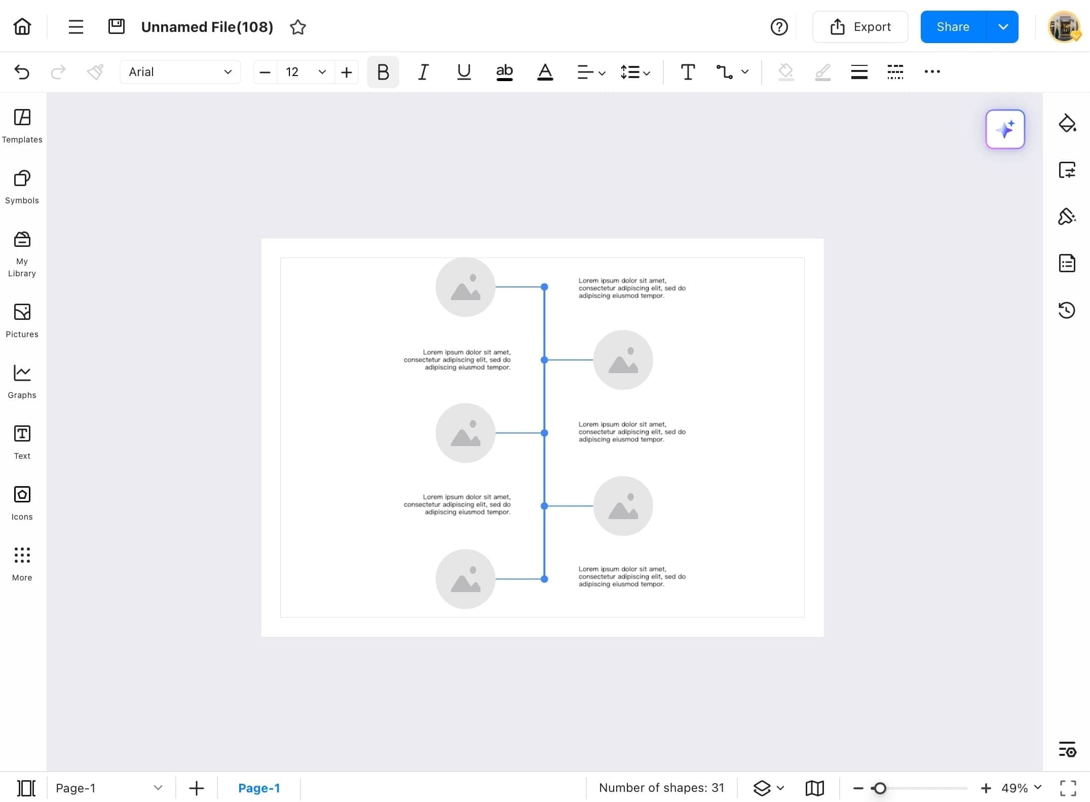 vertical timeline inserted in edrawmax