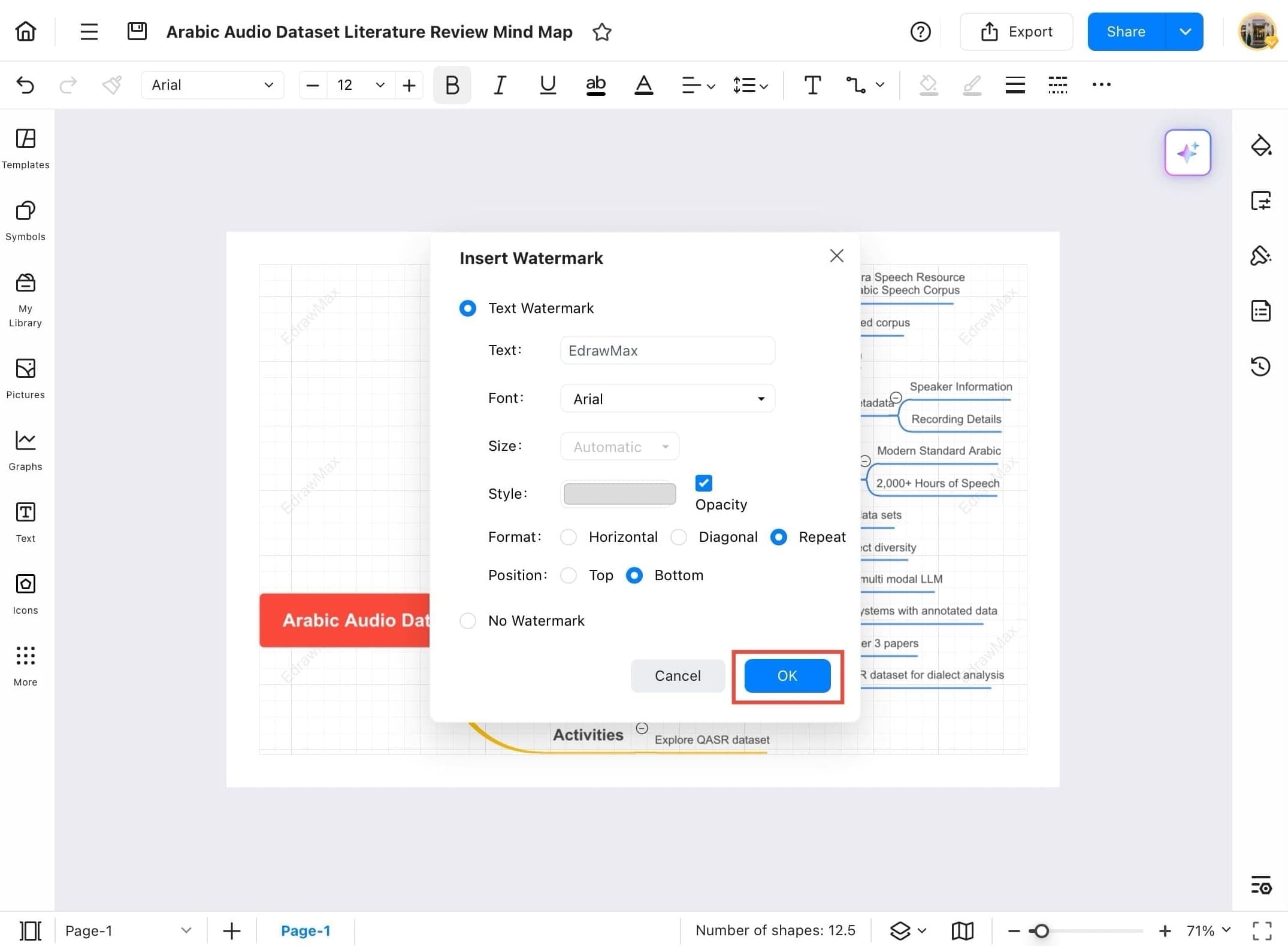 insert and ok button highlighted.
