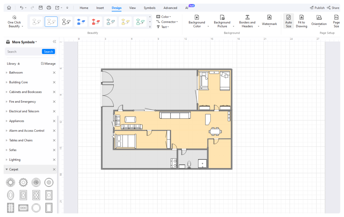 step 2 of making a floor plan: customize diagram