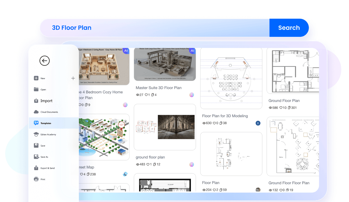 edrawmax 3D Floor Plan templates