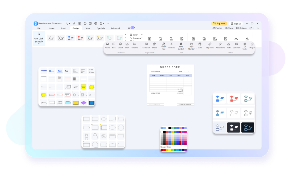 opciones de personalización en edrawmax