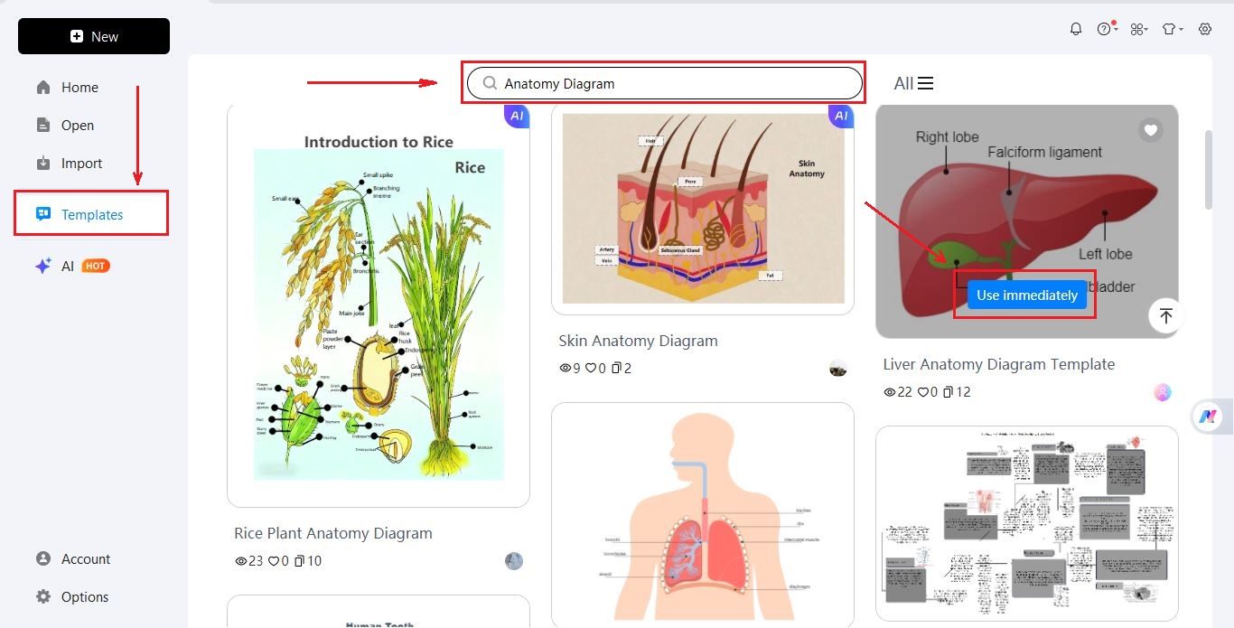 registration and template selection