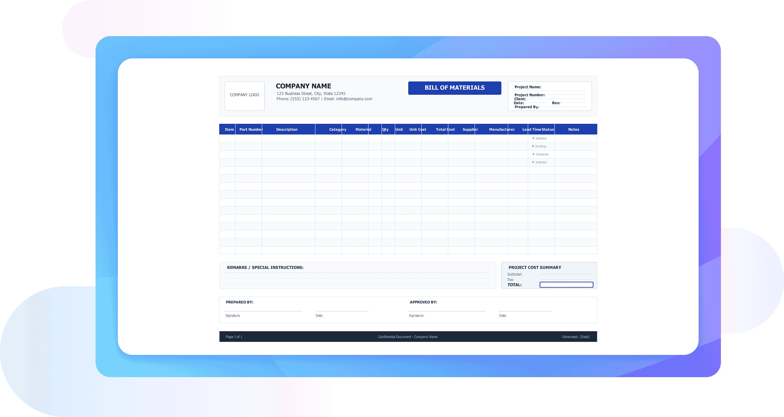 bill of materials (BOM) generator