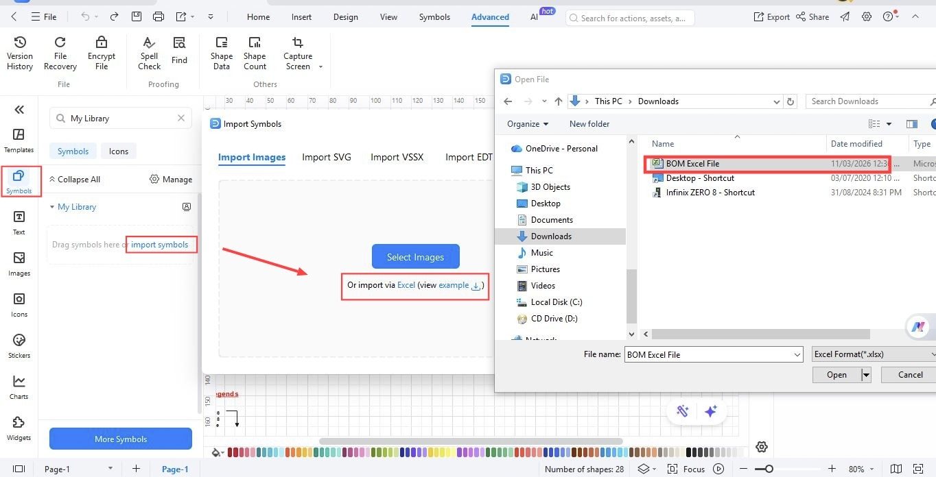 downloading bom excel template
