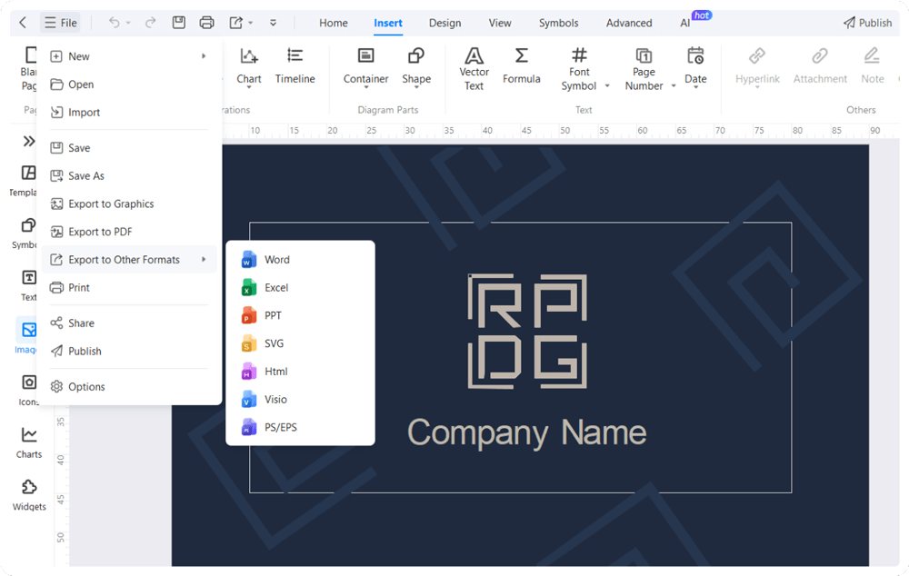 imprimir y exportar el diagrama