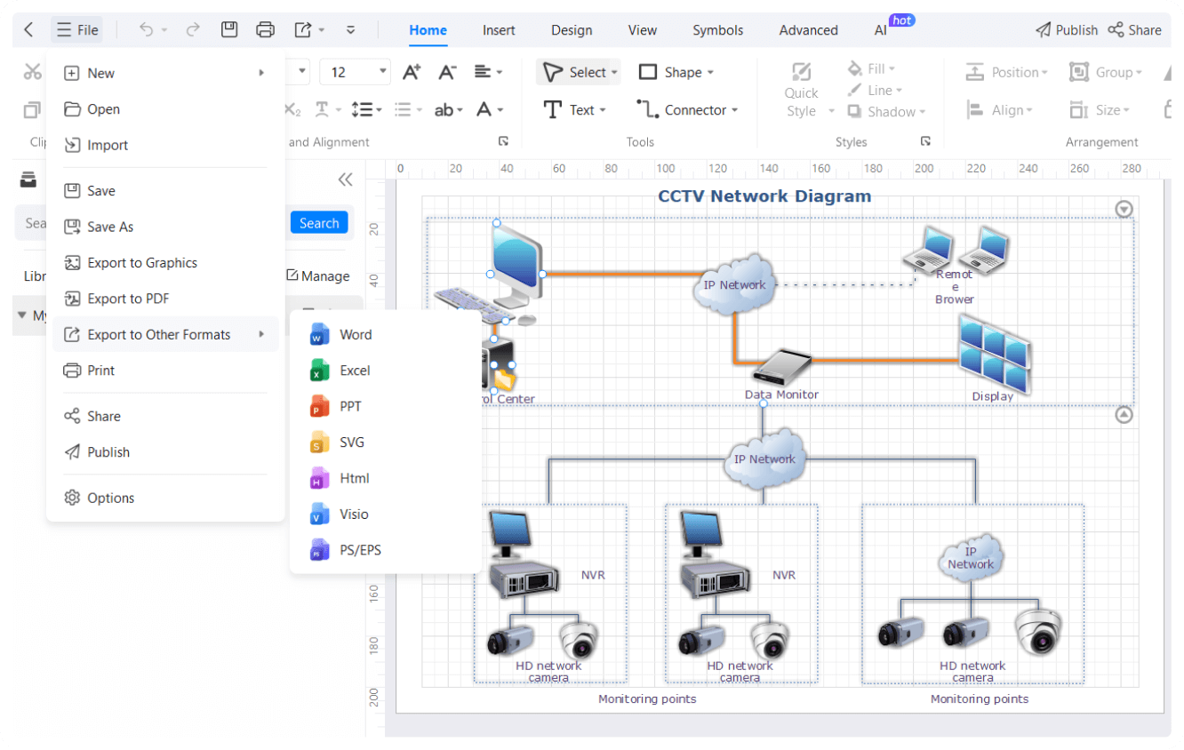 download and present network diagram
