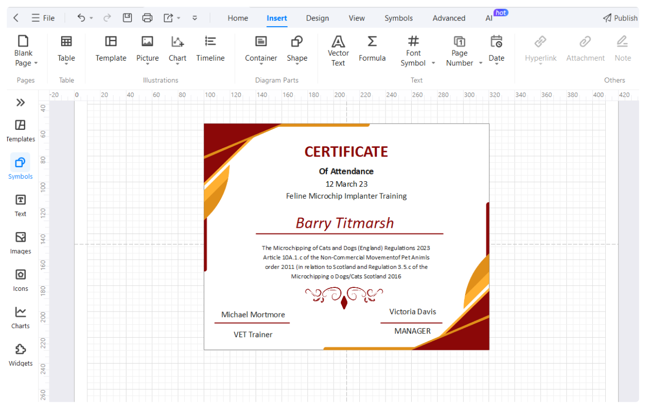 personalización y diseño de diagramas de certificados