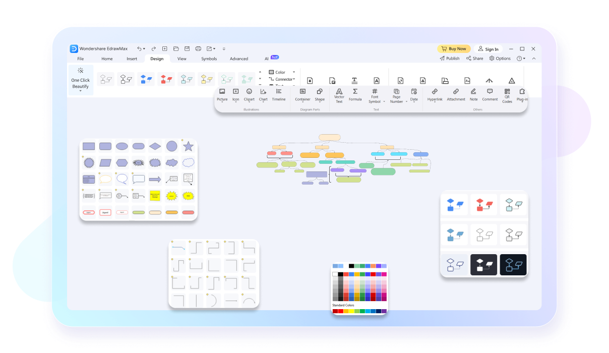 opciones de personalización en EdrawMax