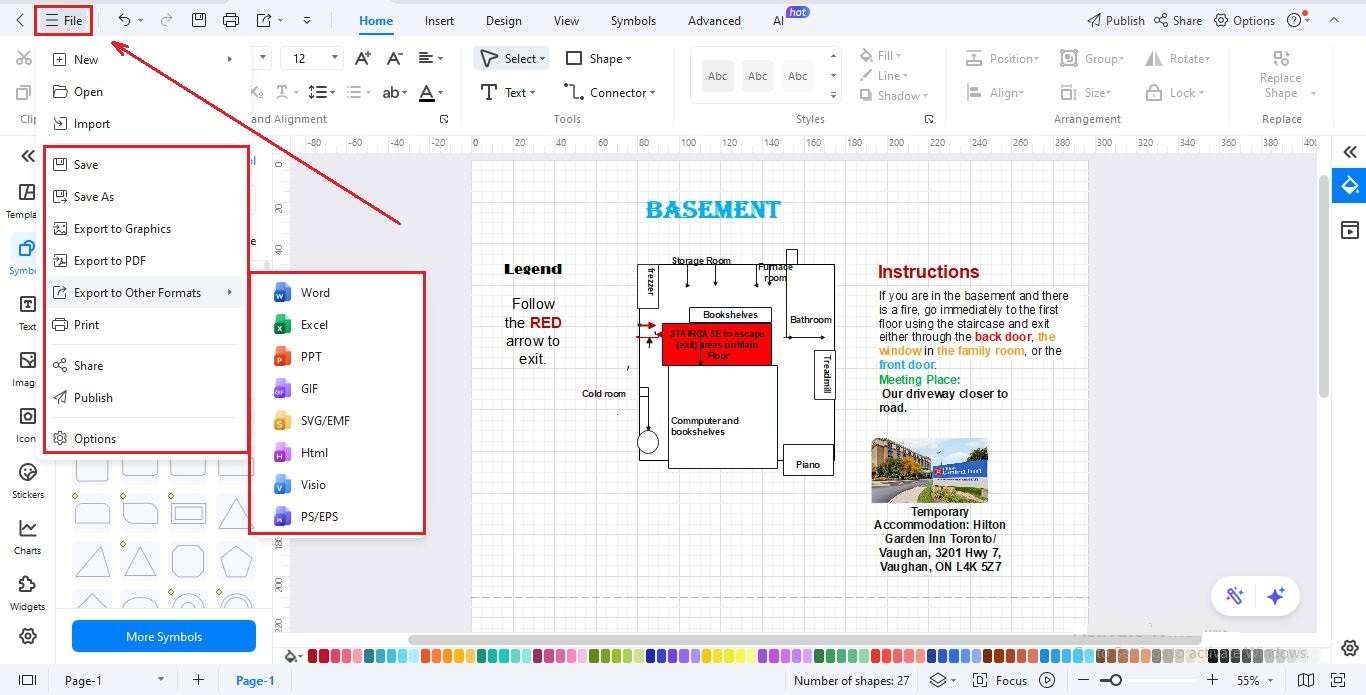 saving, exporting, and sharing circuit diagram