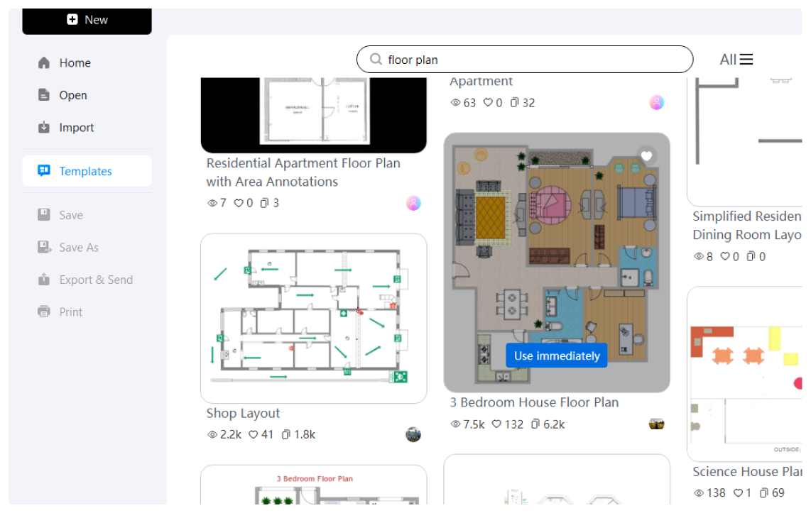 step 1 of making a floor plan: use a template