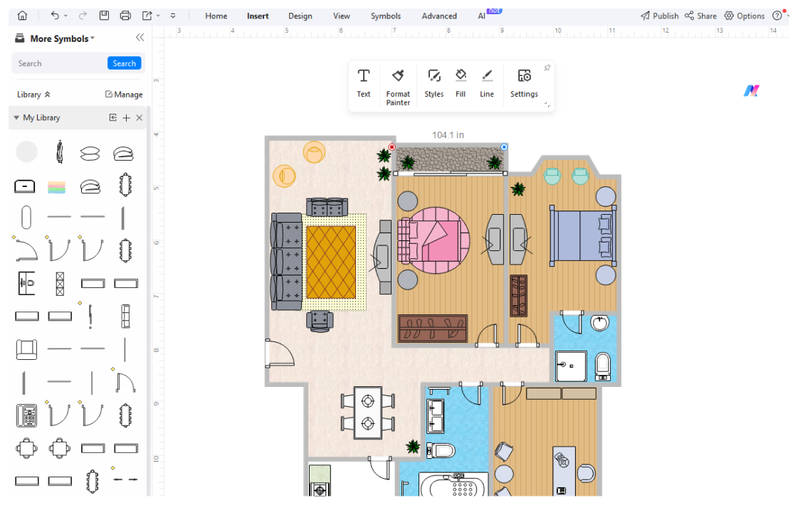 step 2 of making a floor plan: customize diagram