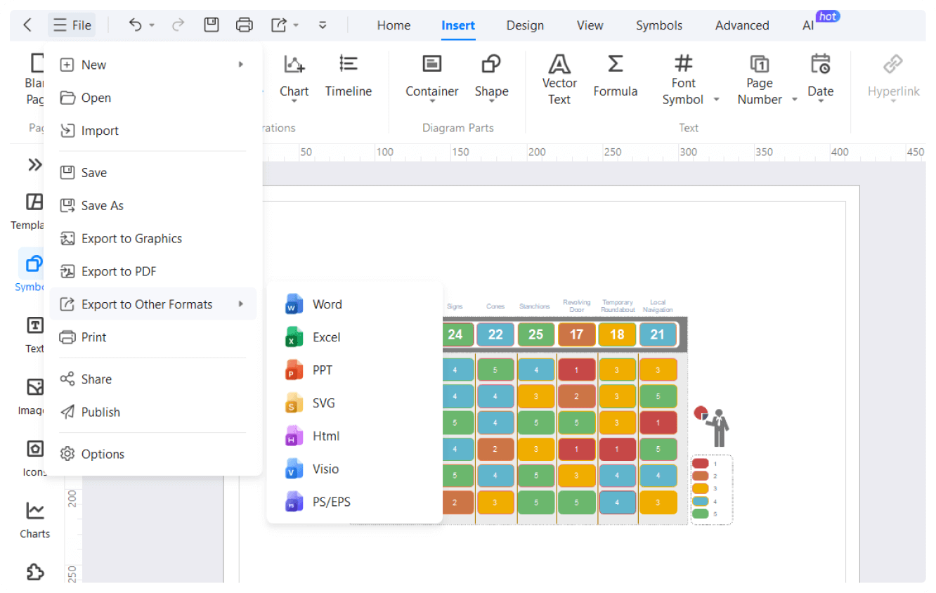 exportar y presentar el diagrama de matriz