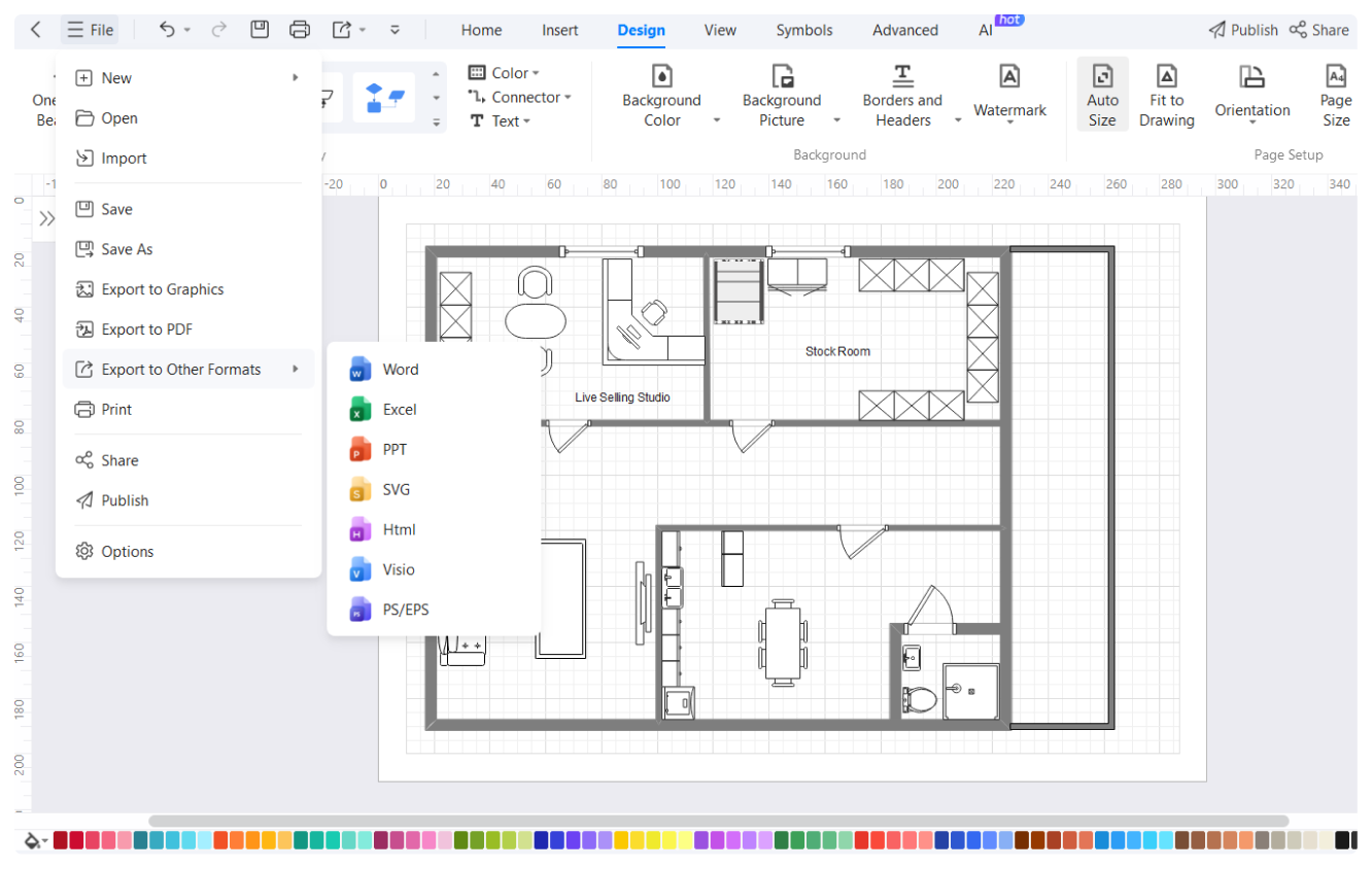 present and export office layouts