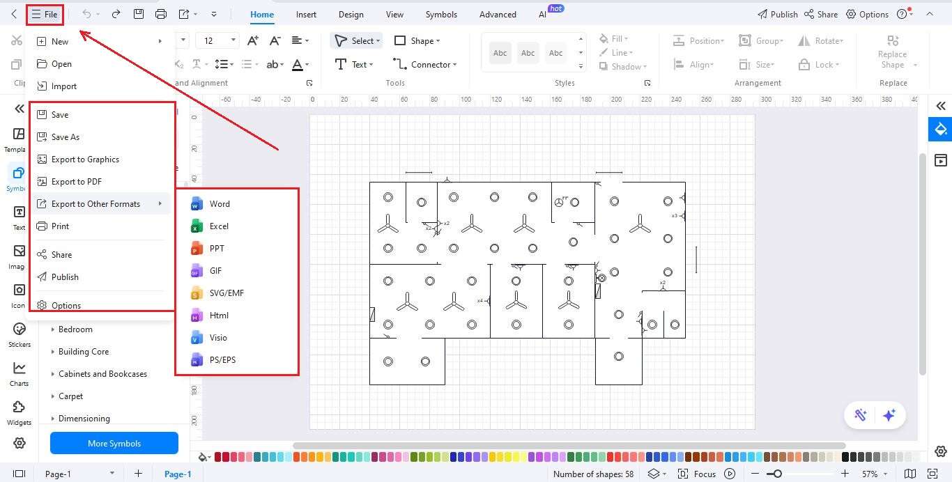 saving, exporting, and sharing circuit diagram