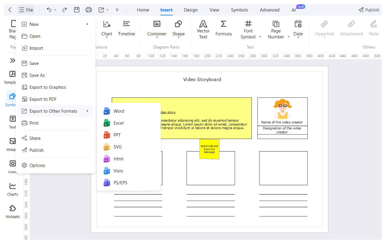 present and export the diagram