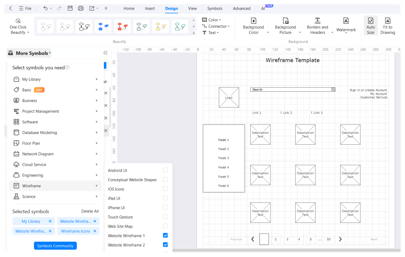 customize your wireframe layout