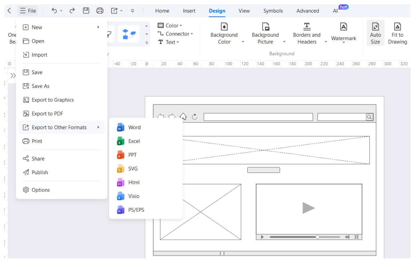 presentar y descargar diseños wireframe