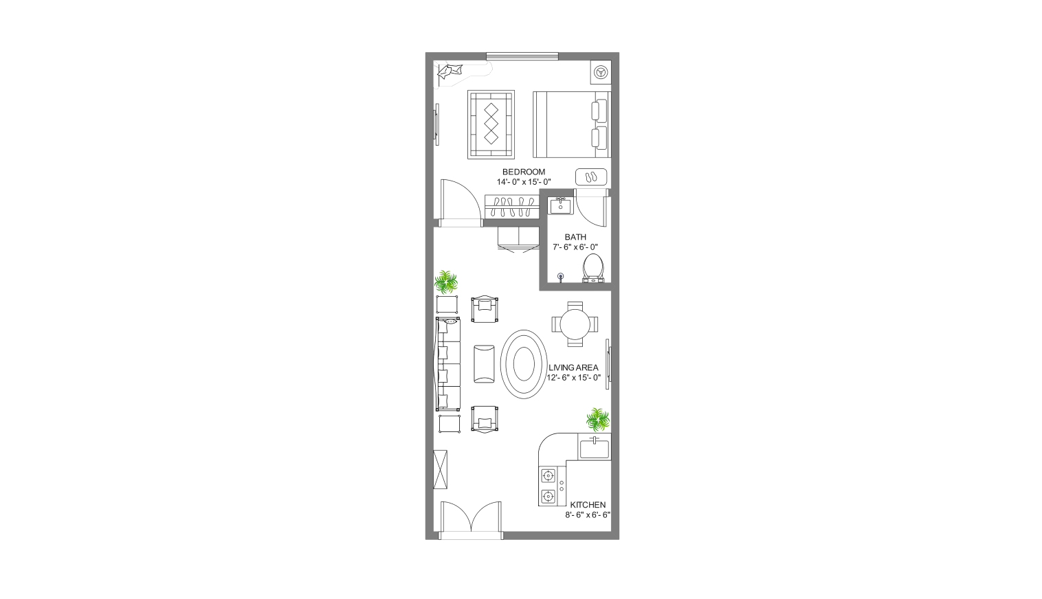 15x40 sq.ft Floor Plan for garden