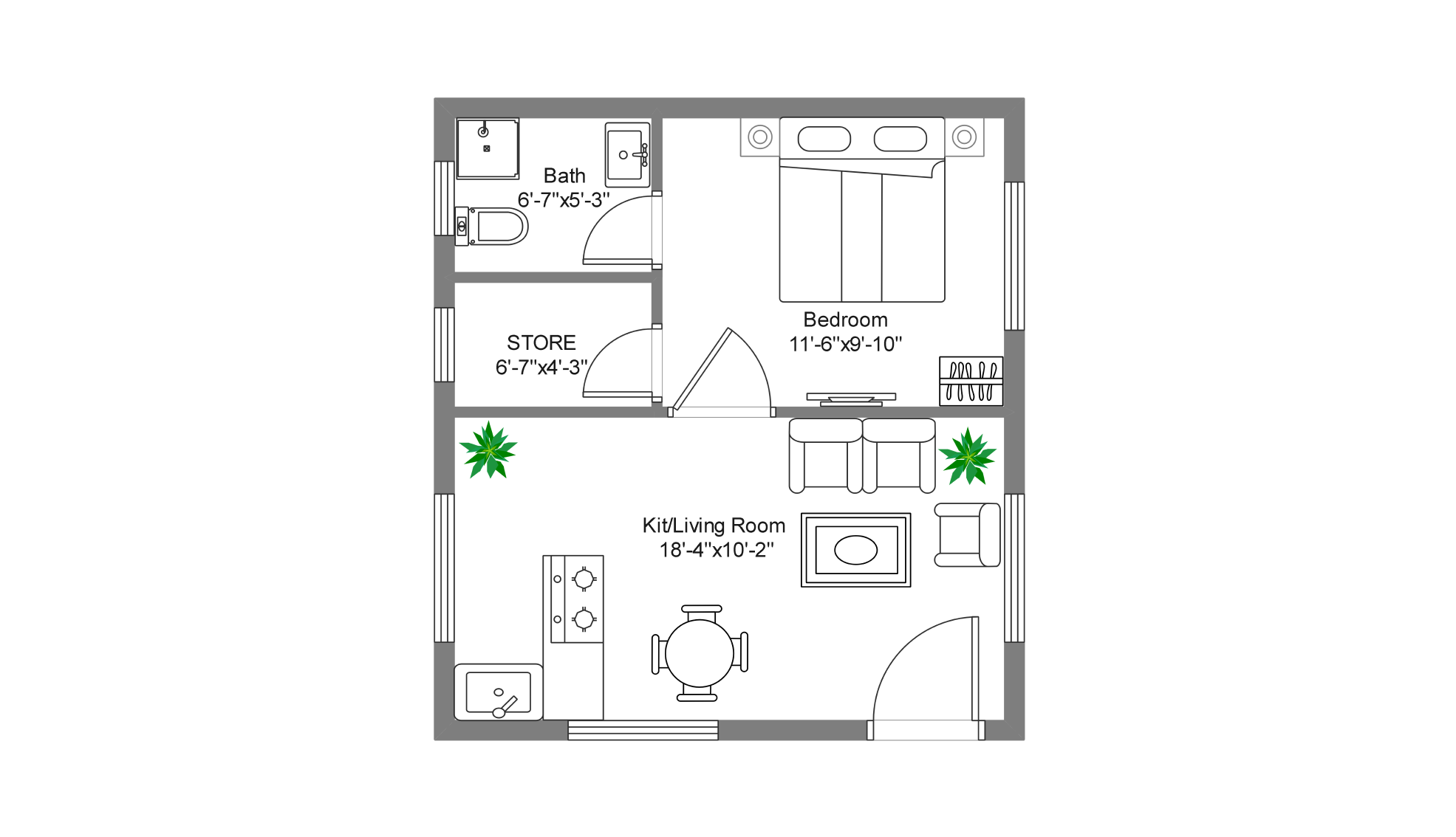 400-sq.ft floor plan in Edrawmax Template library