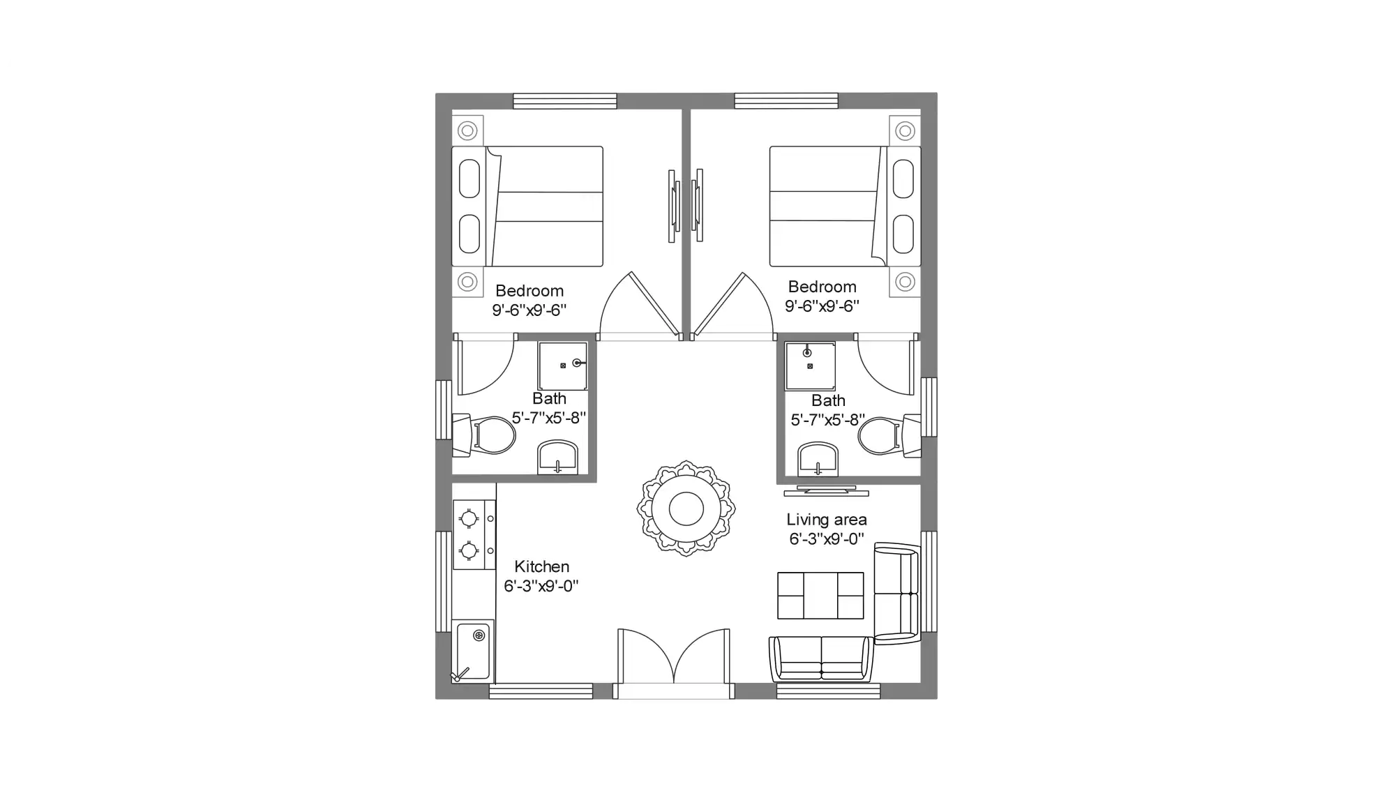 500-sq.ft floor plan in Edrawmax Template library