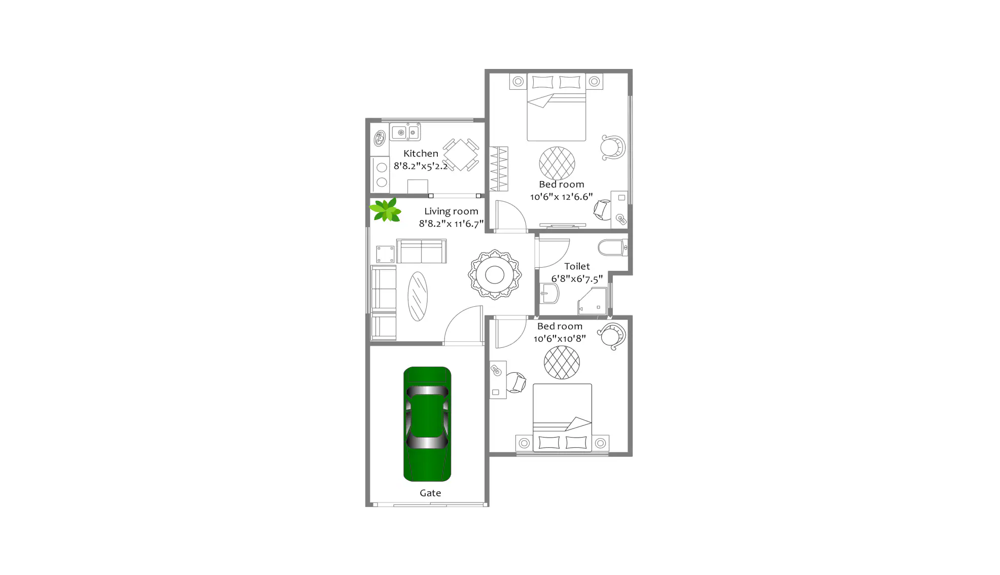 700-sq.ft floor plan in Edrawmax Template library