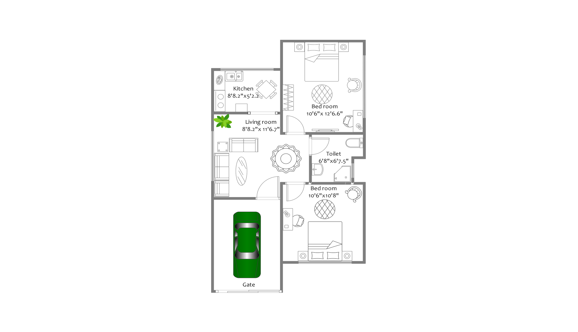 700-sq.ft floor plan in Edrawmax Template library