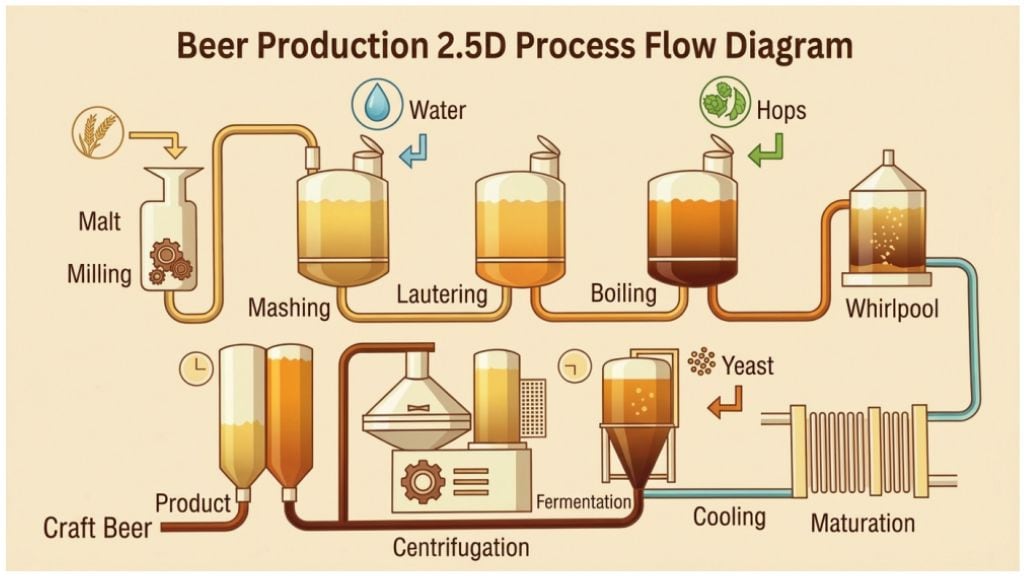 Free Beer Production Process Flowchart Template