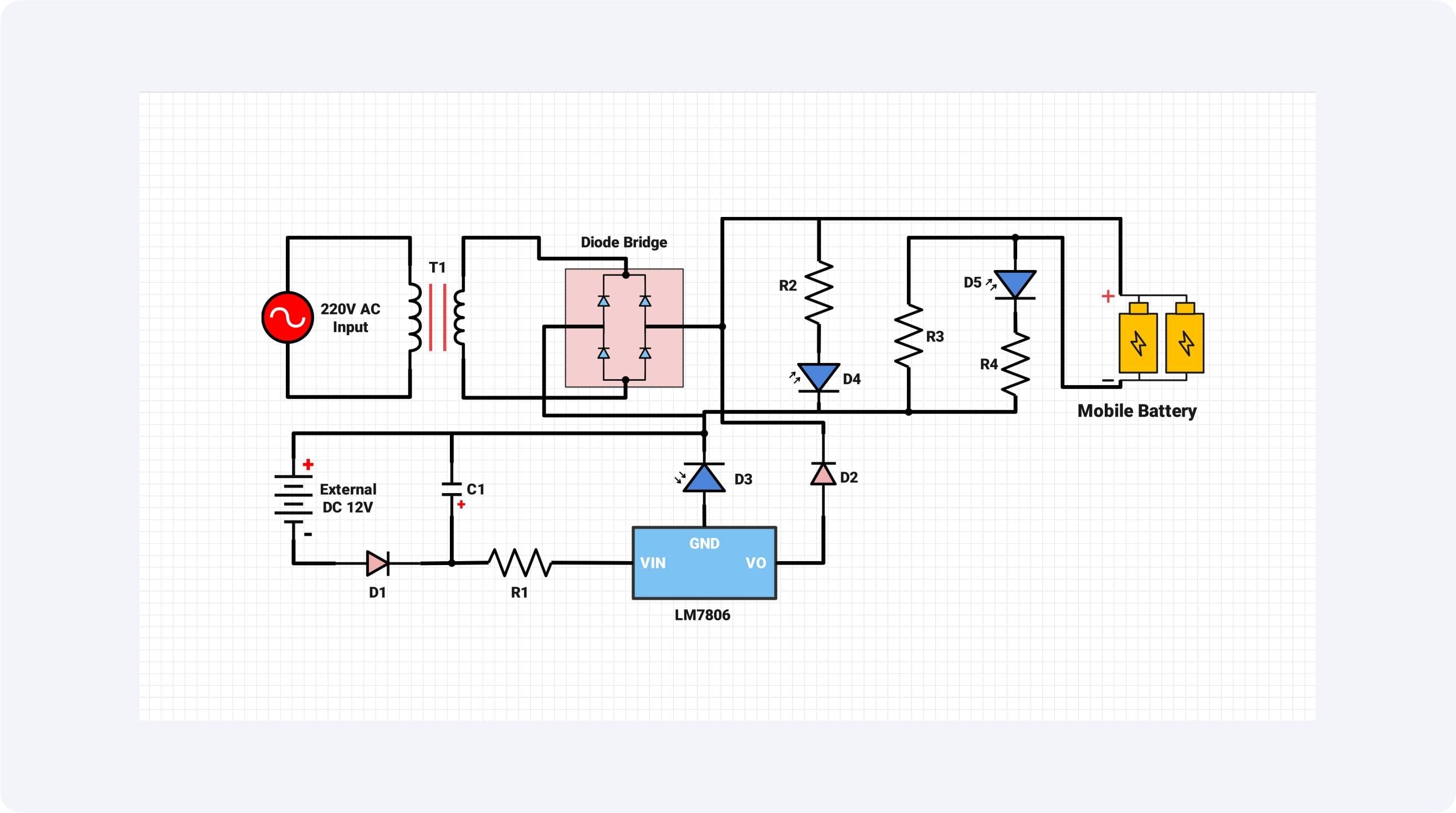 mobile battery charging circuit diagram