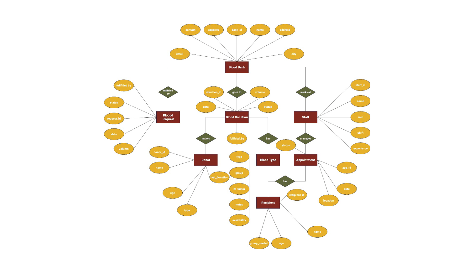 ER diagram for blood donation system