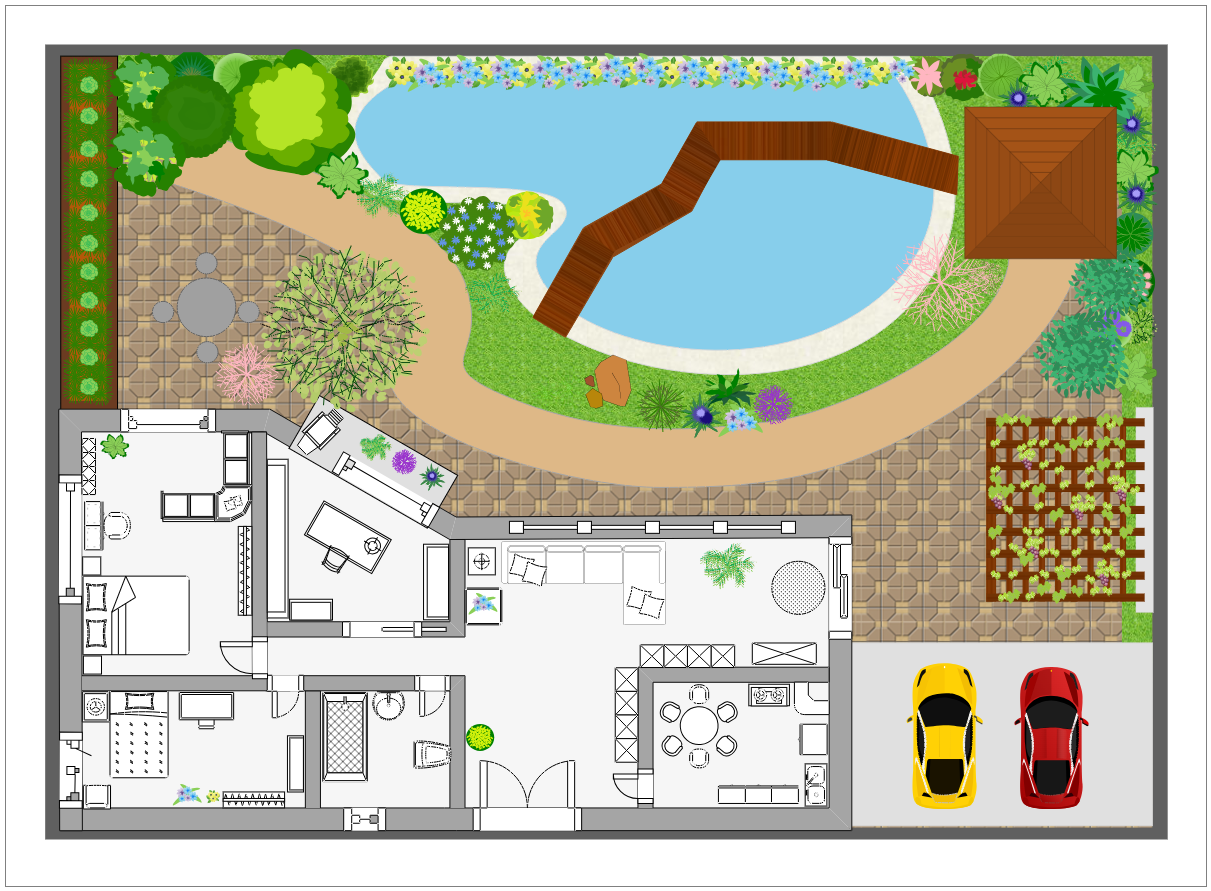 Free Resort Layout Template with Villa, Garden, and Pool