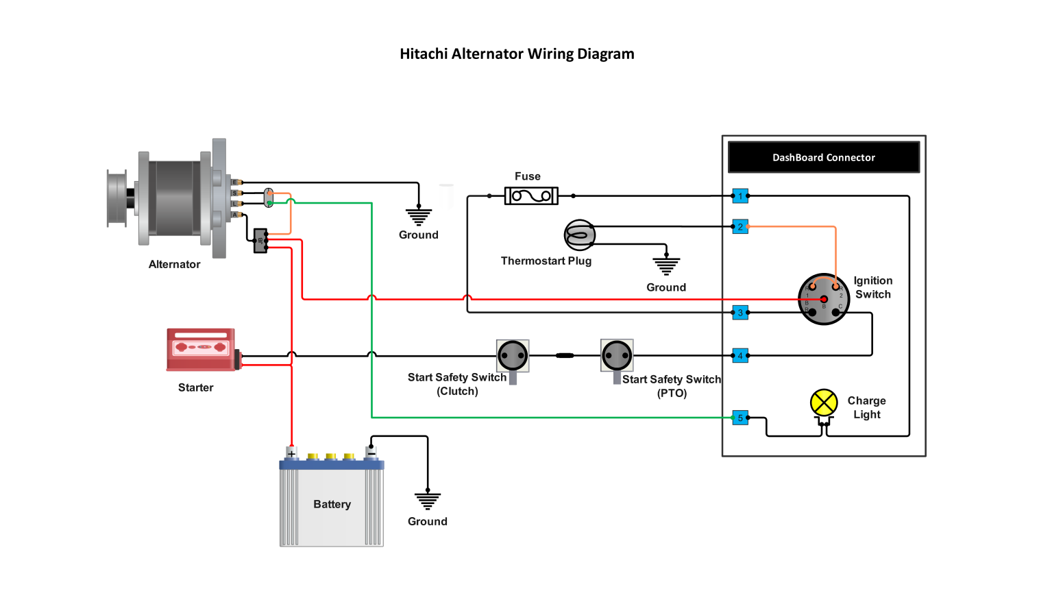 yanmar hitachi alternator wiring diagram
