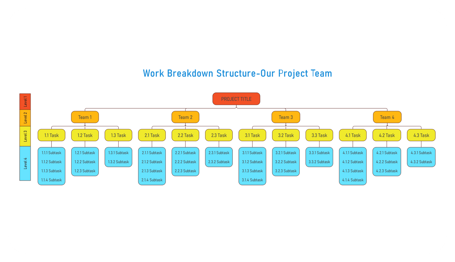 colorful work breakdown project team