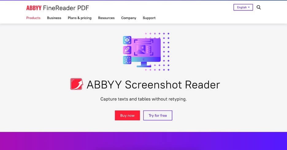 página da web do abbyy finereader ocr