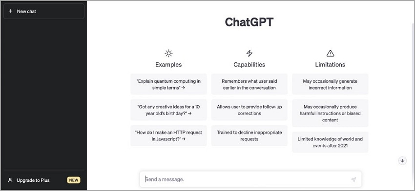 chatgpt interface 