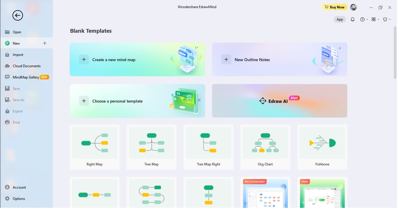 interfaccia utente di edrawmind