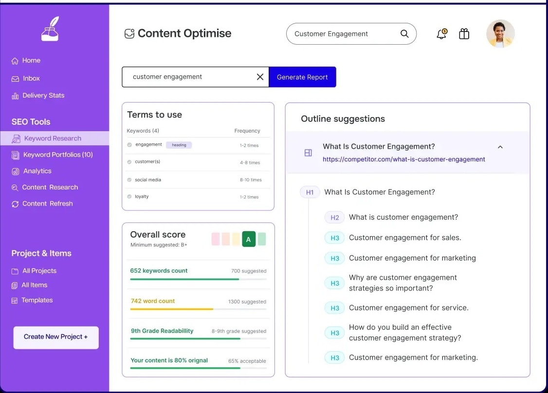 interface de usuário do peppercontent ai