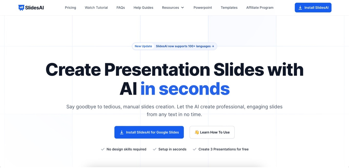 Sito web SlidesAI