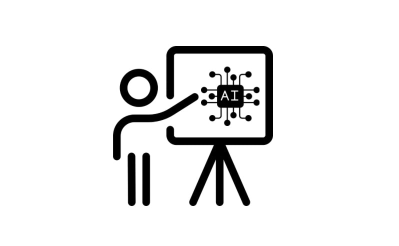 drawing of a person presenting with AI