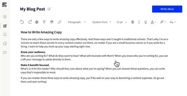 smart copy user interface