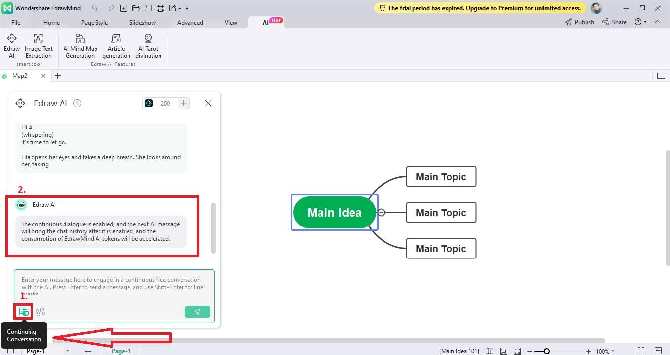 diálogo contínuo com o edraw ai