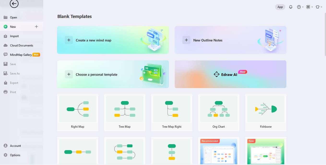 edrawmind pour l'interface utilisateur du bureau