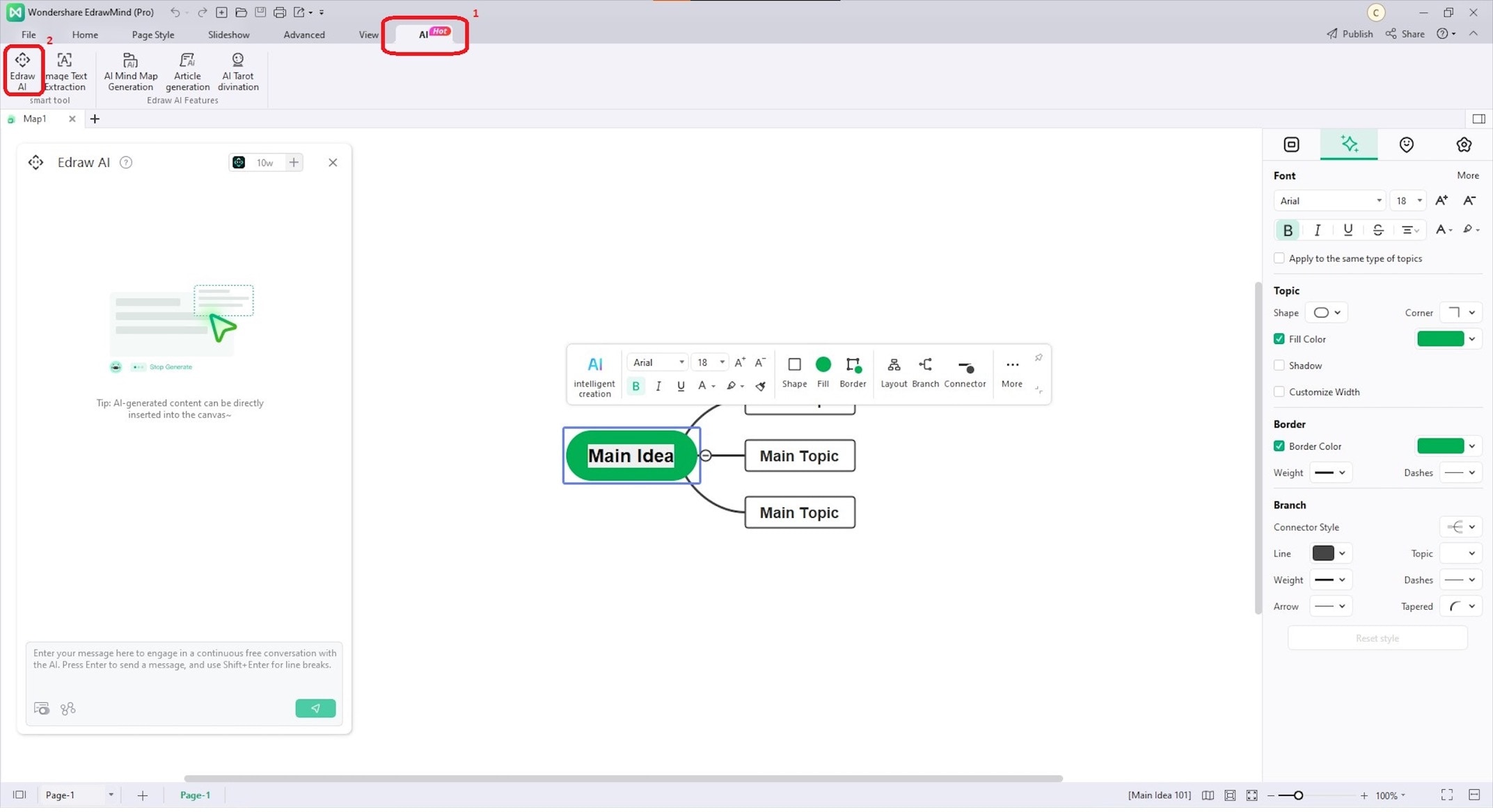 edrawmind ai Funktionen